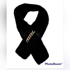 Black Faux Fur with Crystal Chain detail  Neck Wrap.